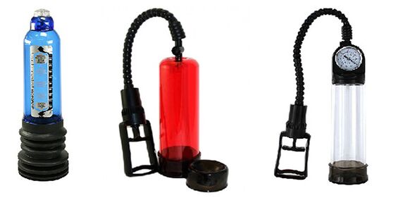 Verschiedene Arten von Pumpen, die den Penis vergrößern